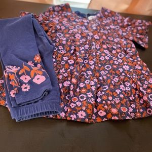 Girls, size 5T Cat and Jack short sleeve and pant matching set.